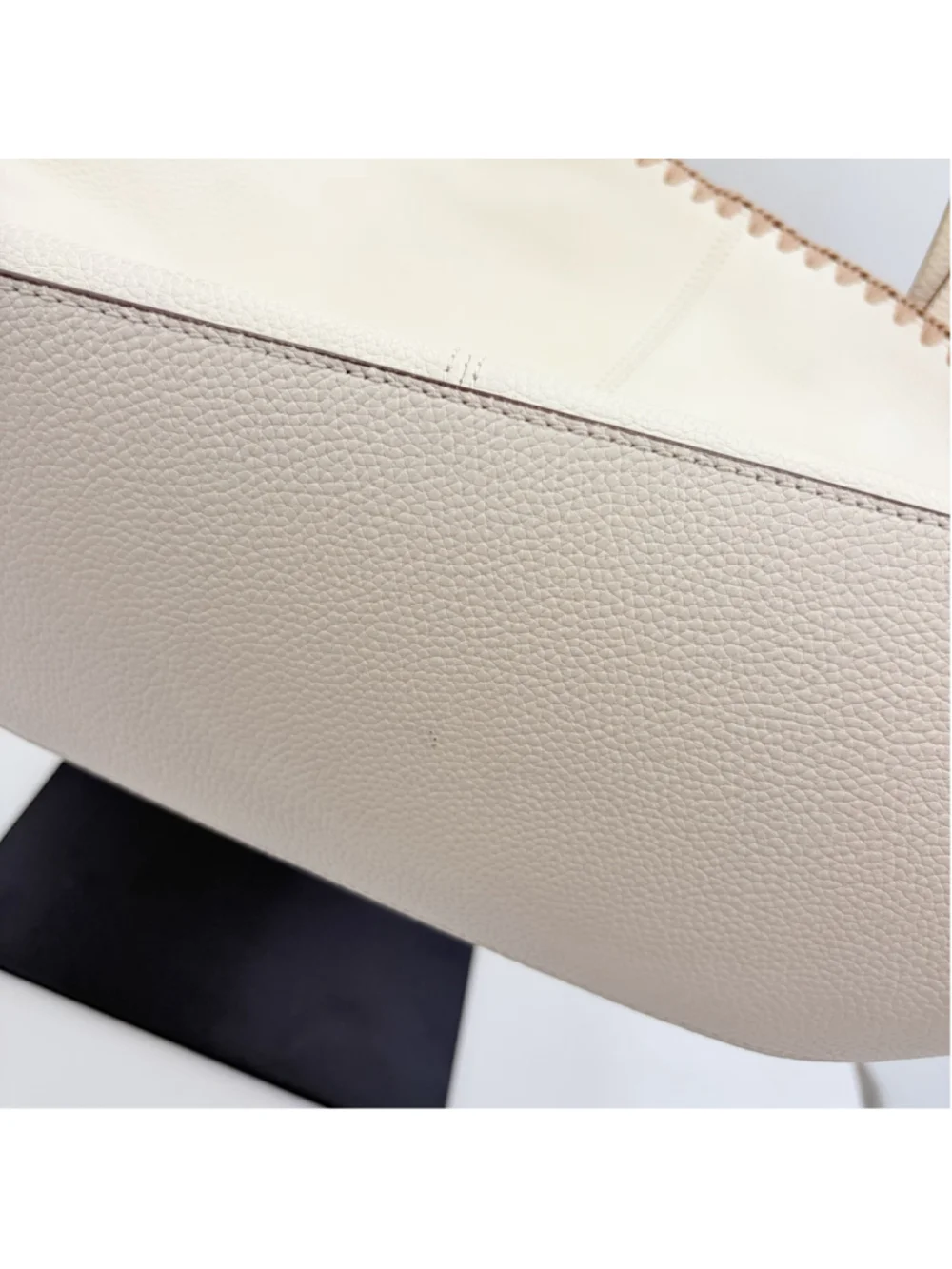 KATE SPADE New York Large Pebbled Leather Zip Tote Cream Whipstitch